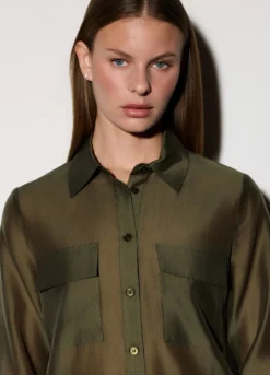 Camicia over fit con colletto alla francese donna