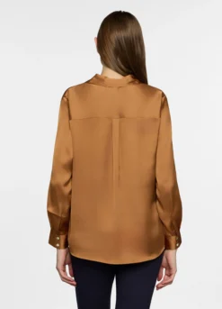 Camicia over fit con colletto alla francese in raso donna