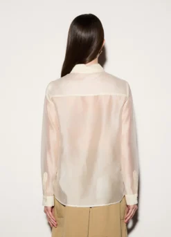 Camicia over fit con collo alla francese donna
