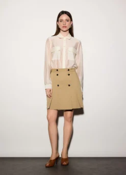 Camicia over fit con collo alla francese donna