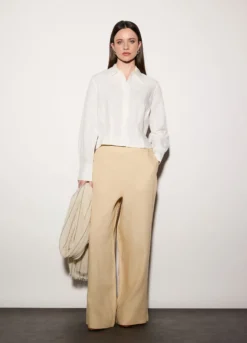 Camicia over fit con collo alla francese donna