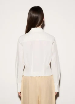 Camicia over fit con collo alla francese donna