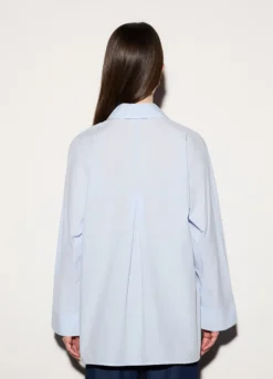 Camicia over fit con collo alla francese in popeline donna