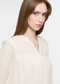 Camicia over fit con scollo a V in puro cotone donna