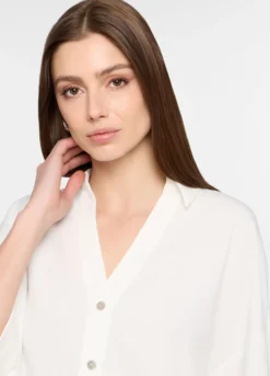 Camicia over fit con scollo a V donna