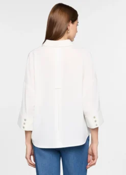 Camicia over fit con scollo a V donna