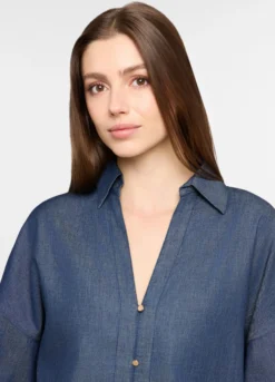 Camicia over fit in chambray donna