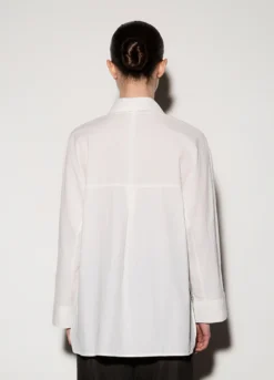 Camicia over fit in con collo alla francese in popeline donna