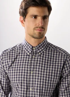 Camicia regular button-down a quadretti uomo