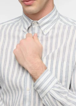 Camicia regular fit a righe con colletto button down uomo