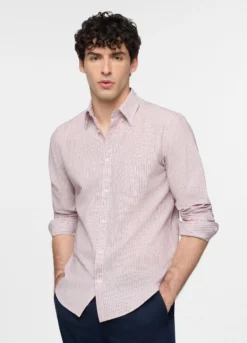 Camicia regular fit a righe con colletto button down uomo