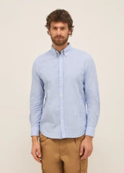 Camicia regular fit button-down a righe uomo