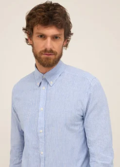 Camicia regular fit button-down a righe uomo