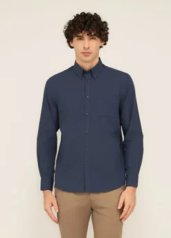 Camicia regular fit button-down in misto cotone uomo