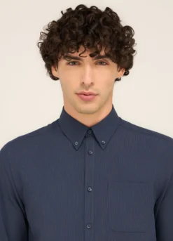 Camicia regular fit button-down in misto cotone uomo