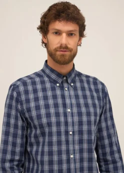 Camicia regular fit button-down in misto cotone uomo