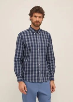 Camicia regular fit button-down in misto cotone uomo