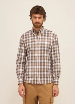 Camicia regular fit button-down a quadri uomo