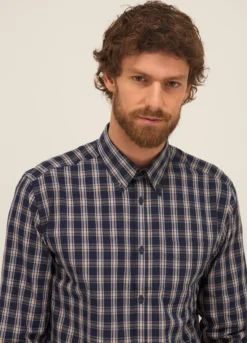 Camicia regular fit button-down in misto cotone uomo