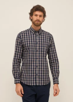 Camicia regular fit button-down in misto cotone uomo