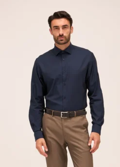 Camicia regular fit colletto francese in cotone uomo