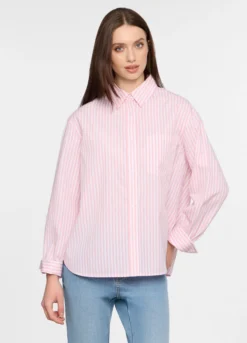 Camicia regular fit con colletto alla francese in popeline donna
