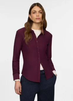 Camicia regular fit con colletto alla francese in jersey stretch donna