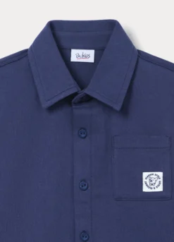 Camicia regular fit con colletto alla francese in jersey bimbo