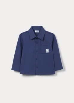Camicia regular fit con colletto alla francese in jersey bimbo