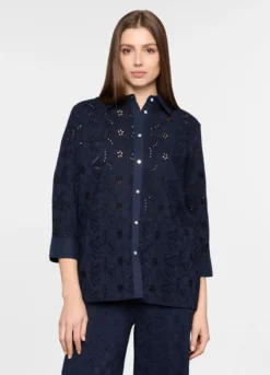 Camicia regular fit con collo alla francese donna