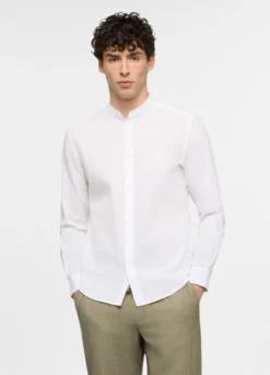Camicia regular fit con collo coreano in cotone uomo