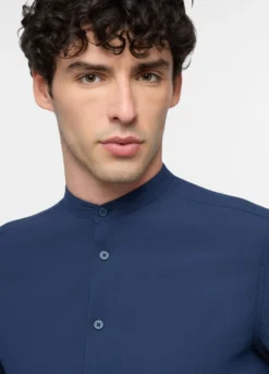 Camicia regular fit con collo coreano in cotone uomo