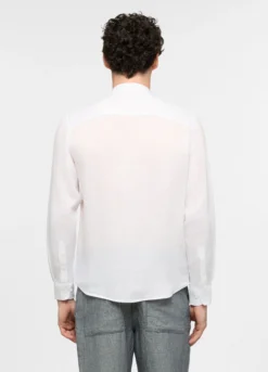 Camicia regular fit con collo coreano in lino uomo