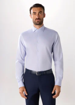 Camicia regular fit con micromotivo in puro cotone uomo