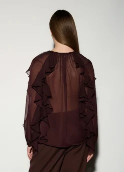 Camicia regular fit con scollo a V e rouches donna