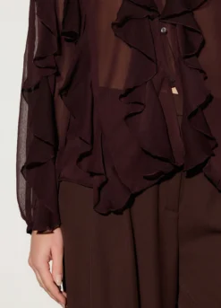 Camicia regular fit con scollo a V e rouches donna