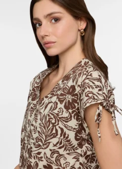 Camicia regular fit con scollo a V in popeline donna