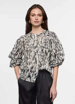 Camicia regular fit con scollo rotondo in puro cotone voile donna