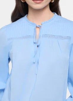 Camicia regular fit con scollo rotondo in puro cotone donna