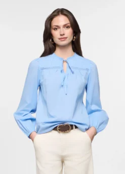 Camicia regular fit con scollo rotondo in puro cotone donna