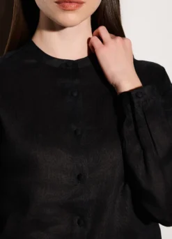Camicia regular fit girocollo in puro lino donna