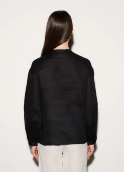 Camicia regular fit girocollo in puro lino donna