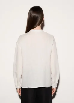 Camicia regular fit girocollo in puro lino donna