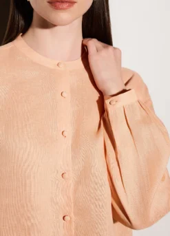 Camicia regular fit girocollo in puro lino donna