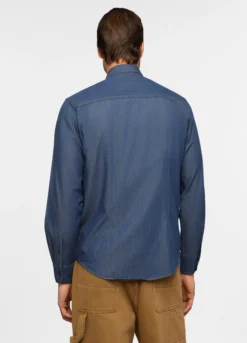 Camicia regular fit in chambray di cotone uomo