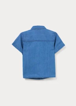 Camicia regular fit in denim di puro cotone