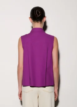 Camicia smanicata con colletto alla francese regular fit donna