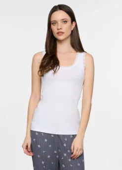 Canotta con pizzo stretch donna
