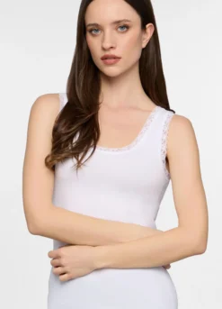Canotta con pizzo stretch donna