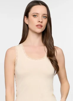 Canotta con pizzo stretch donna